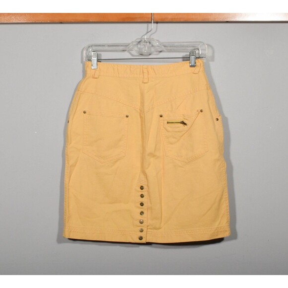 Vintage 80s Together! Butter Yellow Denim Slim Fit High Waisted Skirt Sz 10 - Picture 3 of 4